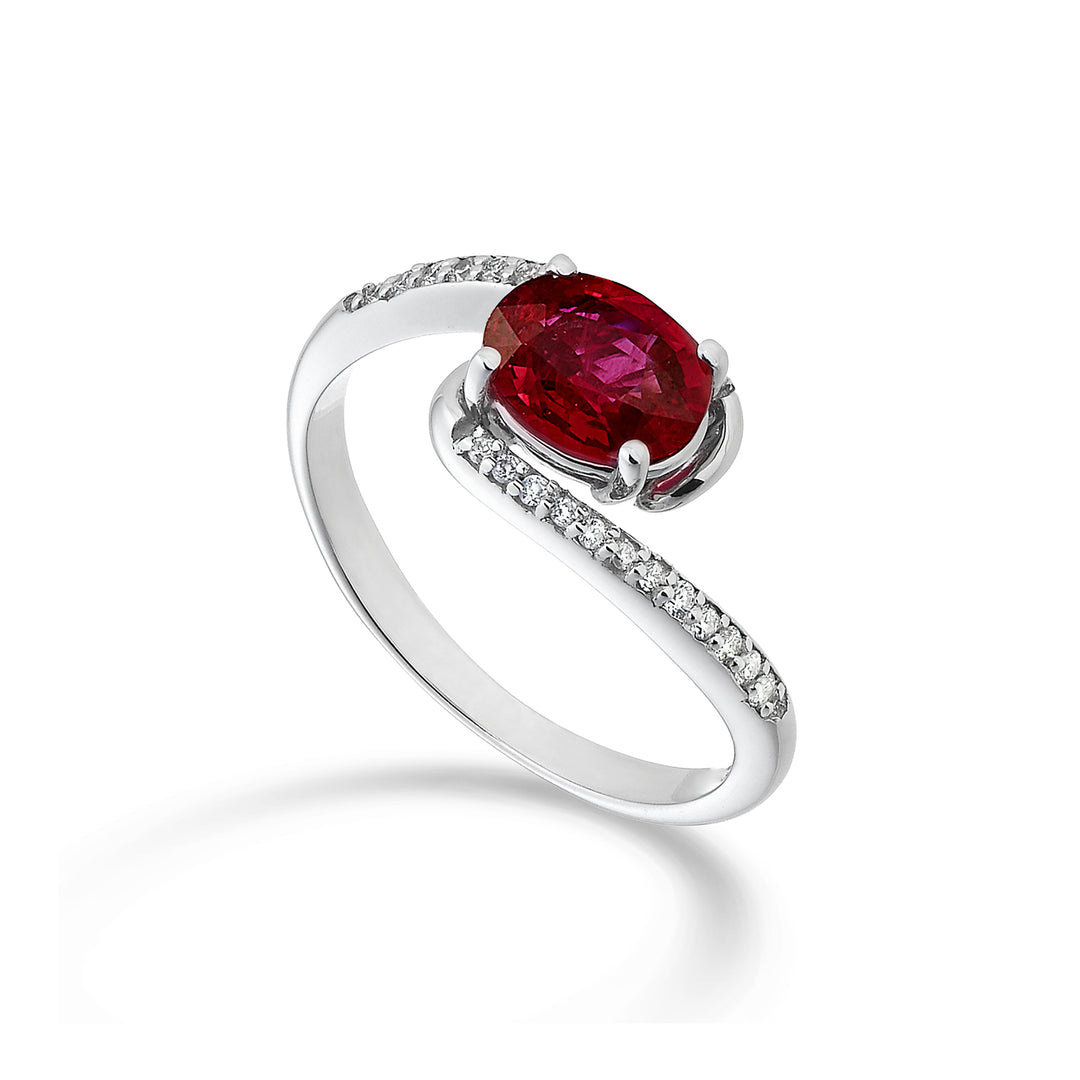 Nihama en 18k ruby ​​n. oval 7x5 ct.0,85 diam. ct.0,085 NA5101O4RBN085