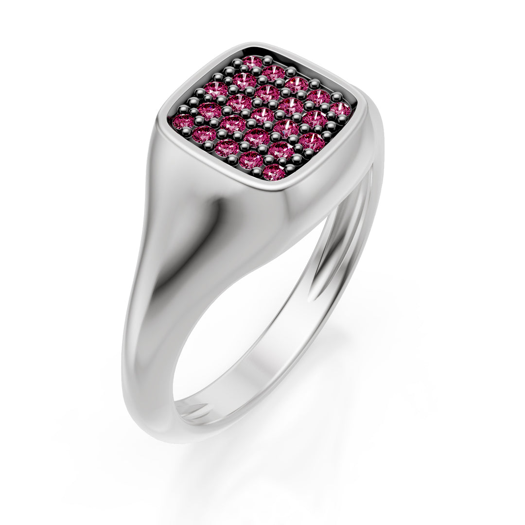 Inel roz pătrat World Diamond Group mărimea 10, z.aur alb roz ACH003ZPB
