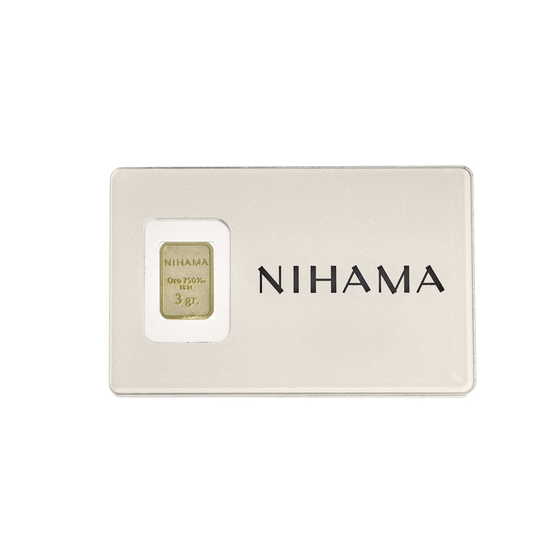 Nihama blistr blistr 18k zlatý slitek 3 gramy, v plexi nihama BLTGOLD3G_NH