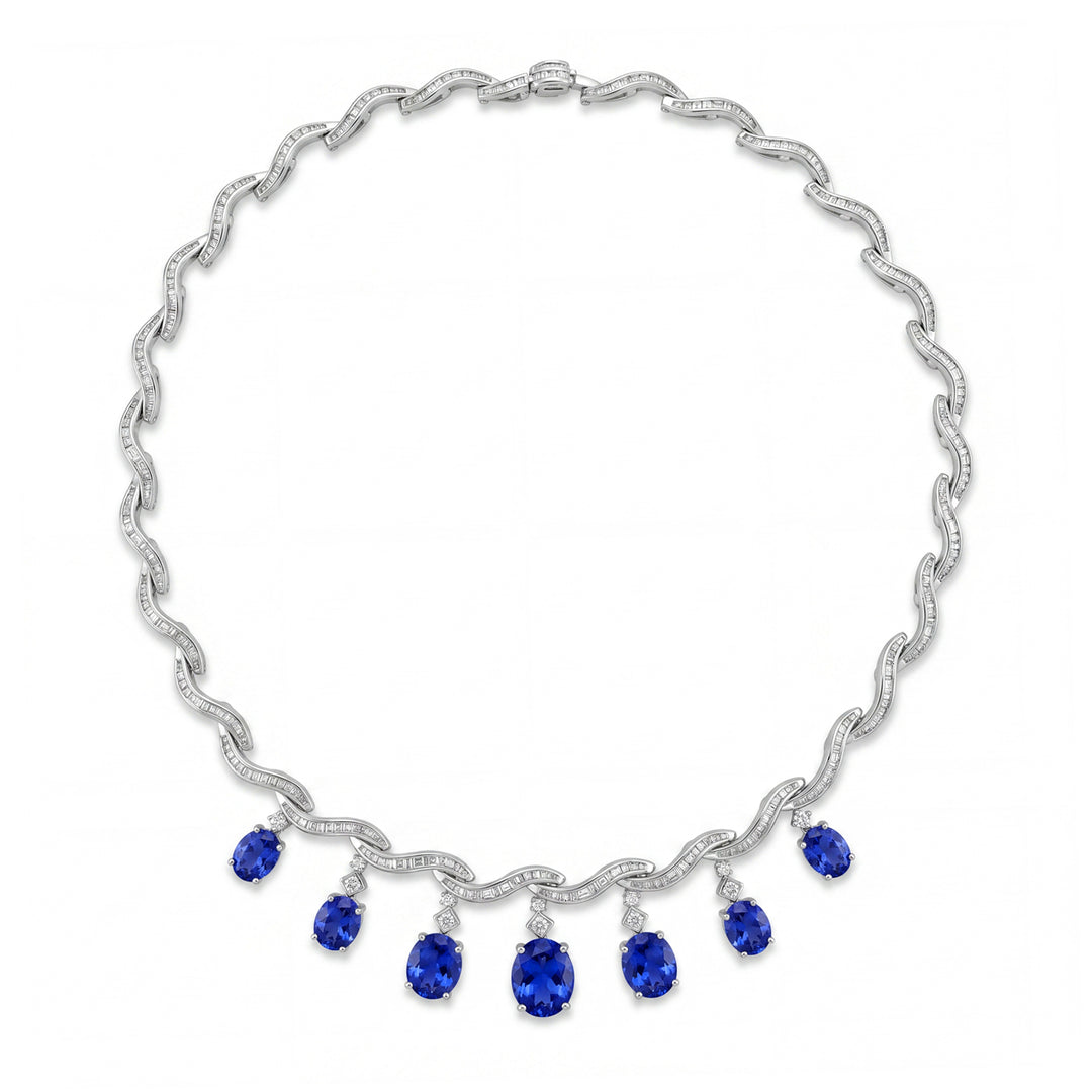 World Diamond Group vintage halsband med diamanter och tanzanit drop GPU408DTZ-25140110049