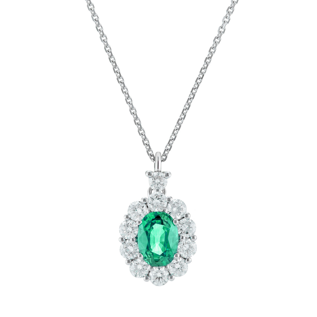 Collier émeraude ovale Golay 6x5 et contour diamant PCL043DISM1-26111110417