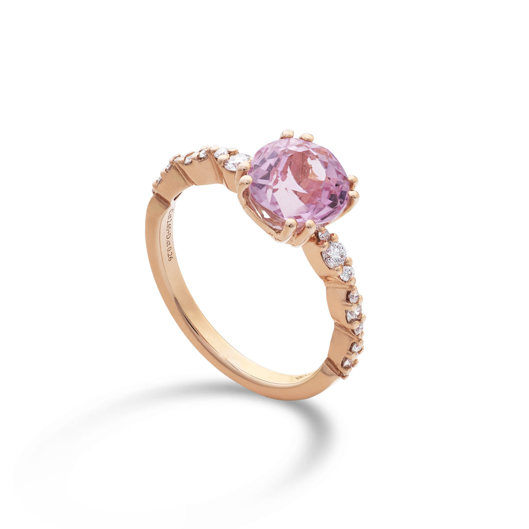 Nihama 18k pyöreä kunzite 8mm ct.2.65 halk. ct.0.26 NACLC089DKZ88O3.265