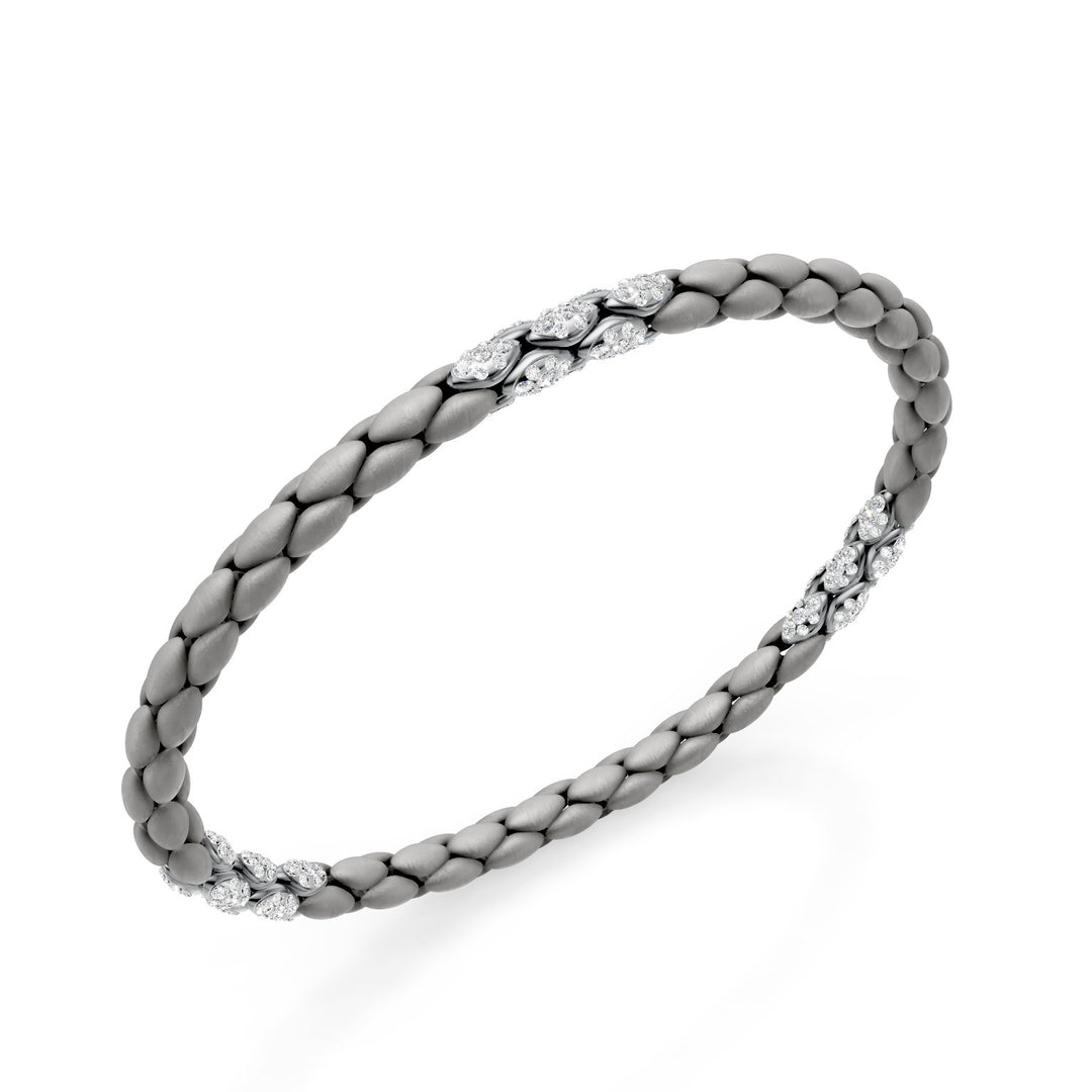 Golay grå titanium armbånd, med 15 platin brolagte indsatser, sildebensled, 18 cm GBR032E15PTDIGR-180