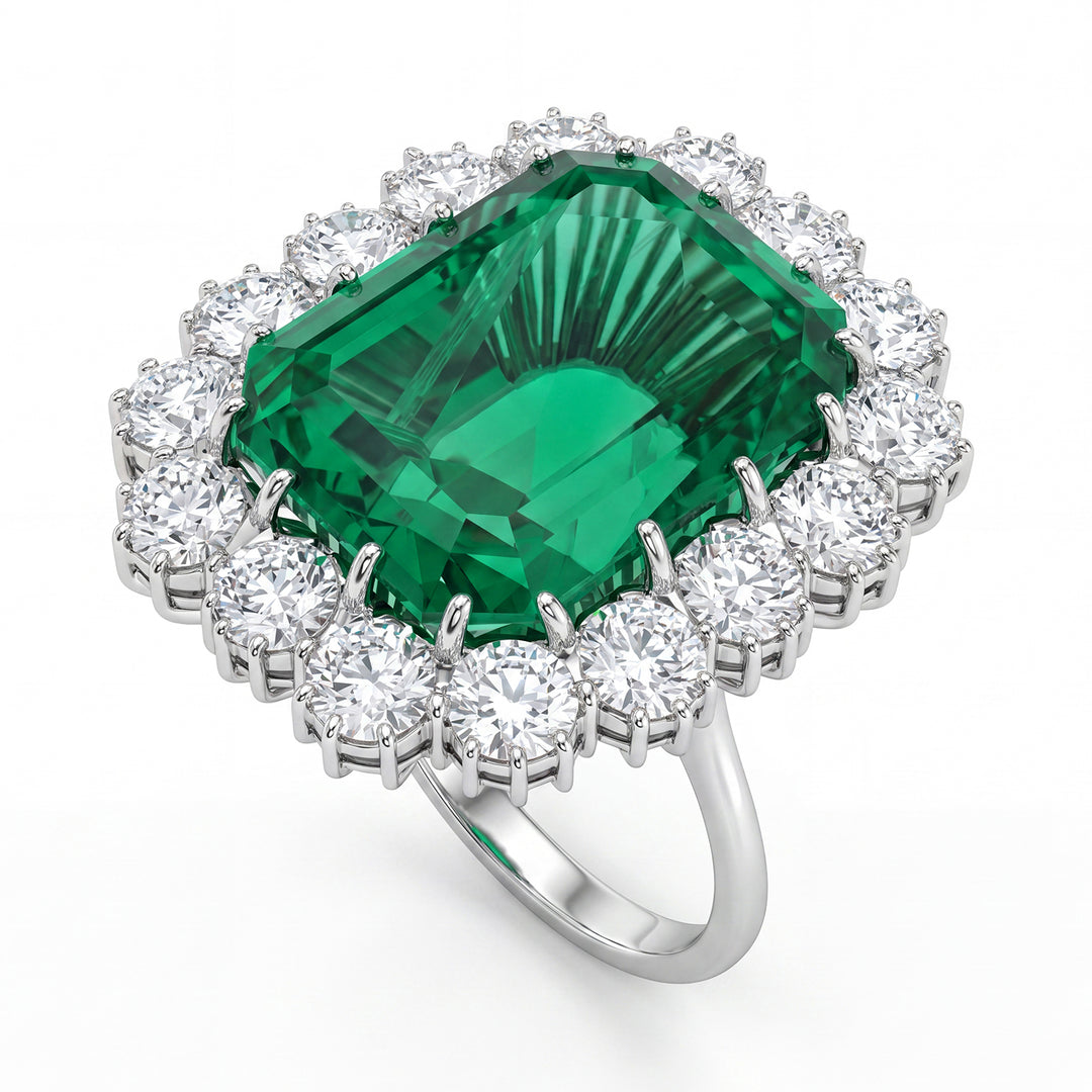 World Diamond Group -sormus 15,03 ct smaragdilla ja timanteilla APU187DISM-17249110234