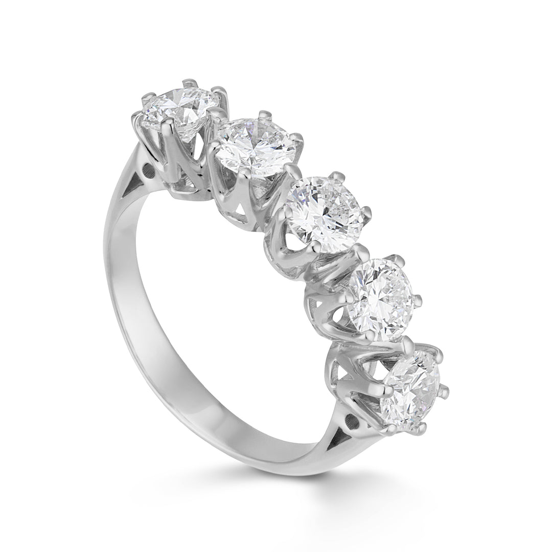 Anel Golay riviera 5 diamantes lineares 40pt cada ARL5400DI-23278110059