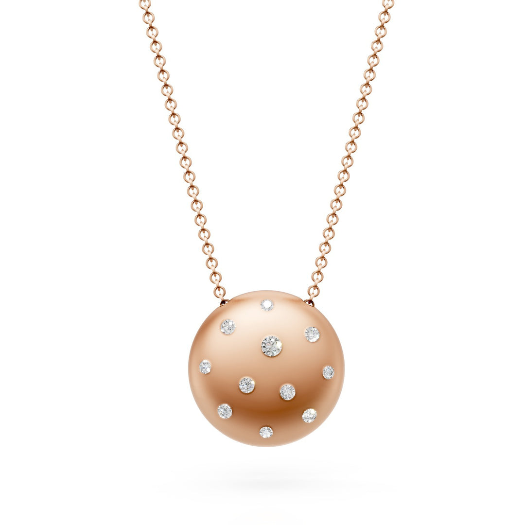 Colar Golay com pingente de círculo completo em ouro 18k e diamantes espalhados, rosa acetinado GD011O3DI
