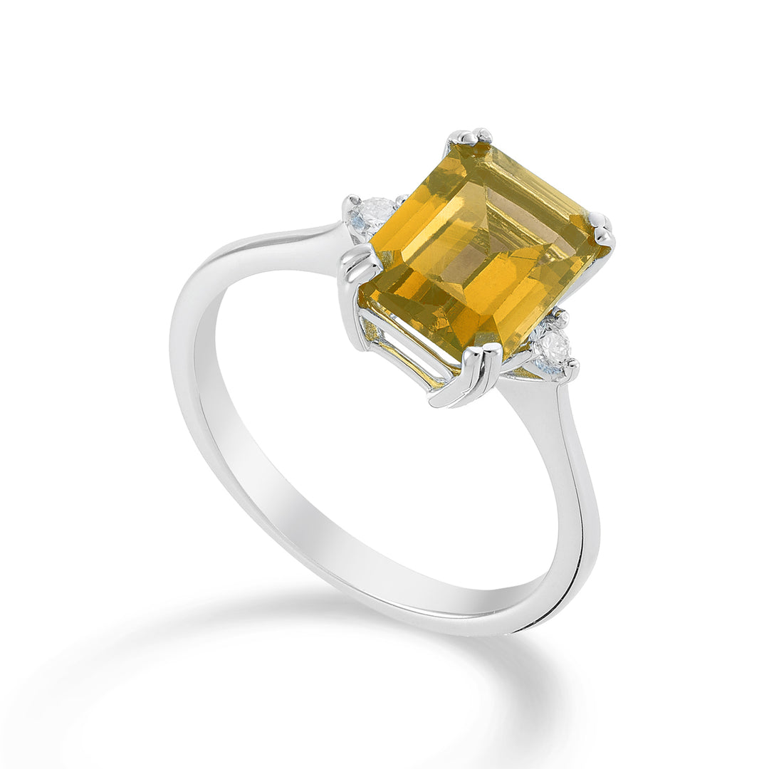 Nihama 18k osmihranný citrín 7x9 ct.2.00 pr. ct.0,08 NACL090DICITR4O4