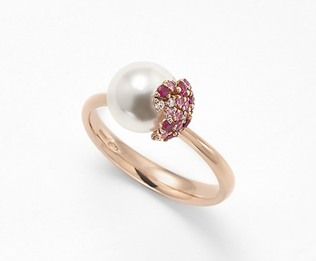 Nihama 18k ak 8/8.5 ct.0.08 zaff. rubiny różowe 0,14 ct 0,12 ct NA0768O3ABBI080
