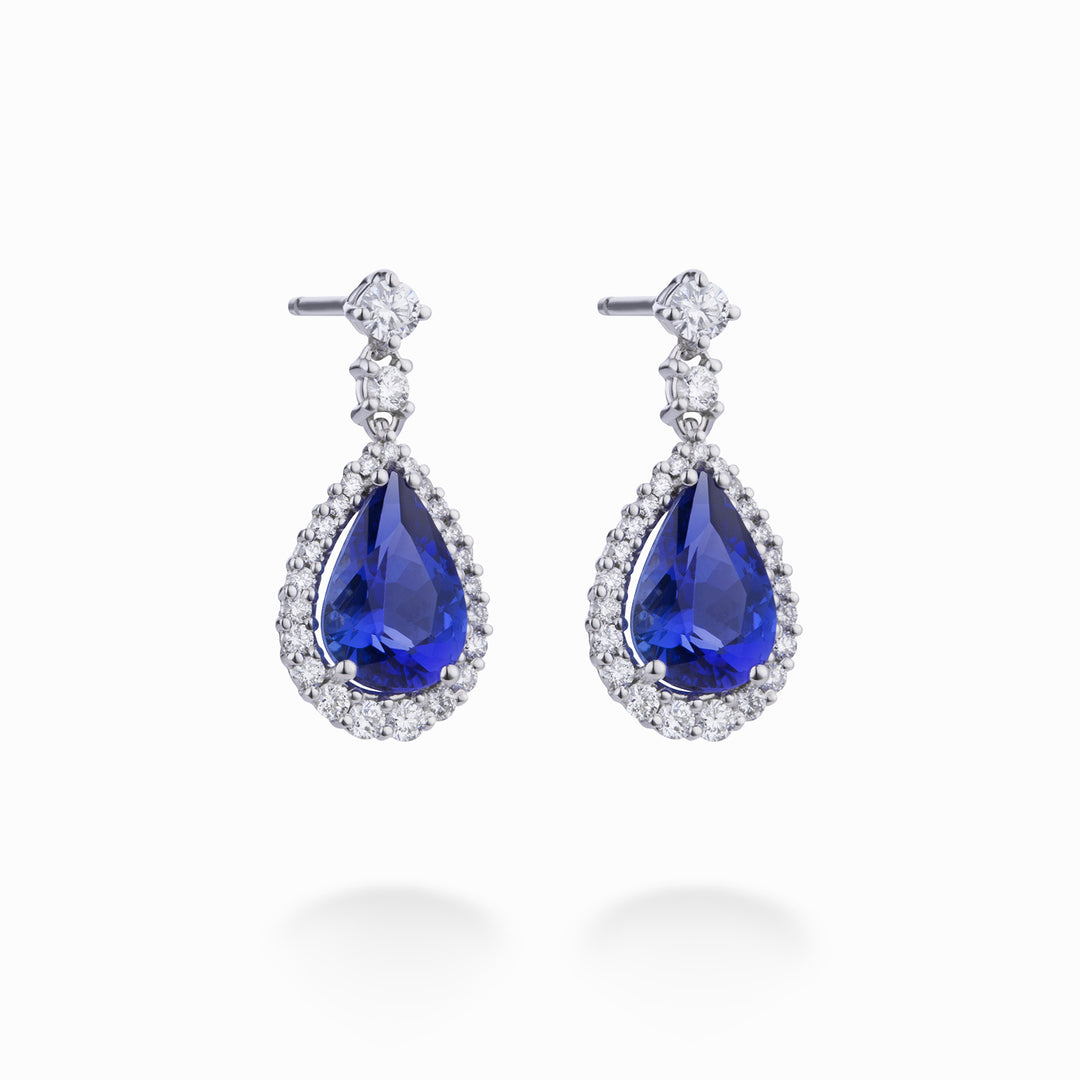 Golay 13x9 drop tanzanite øredobber og diamanter OCLC073DITZ2-22046110009