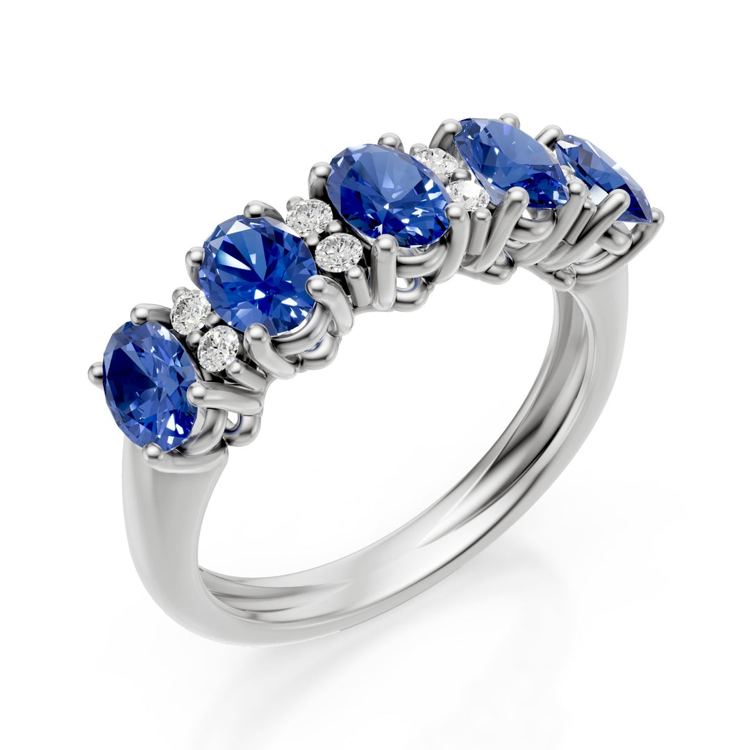 Golay Halbringring mit 5x4 Saphiren und Diamanten in Weißgold AFMG733DIZB54B-26042110158