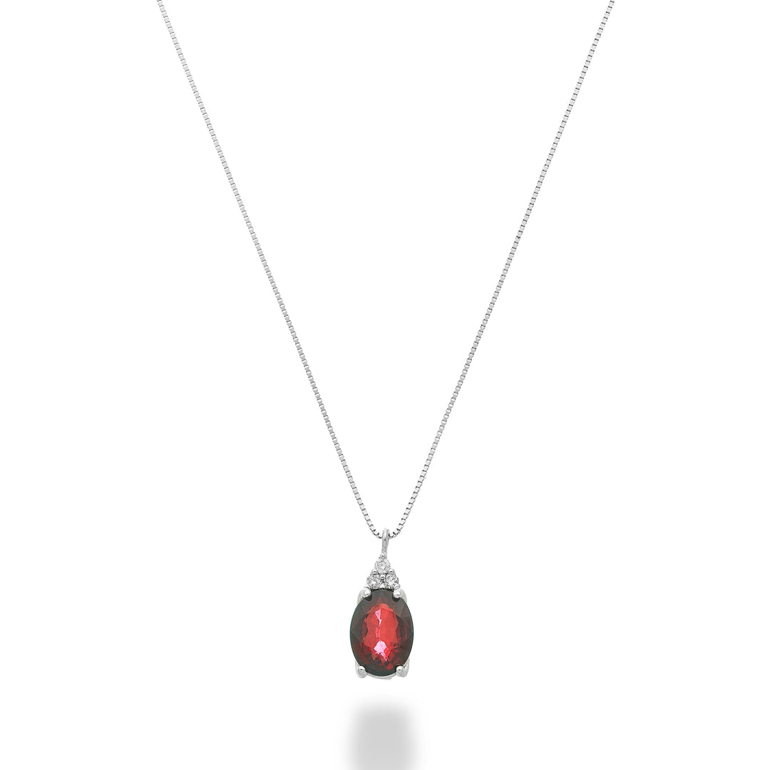 Nihama cl 18k rubis n. Ovale 7x5 avec trois diamants ND5189O4RBN080