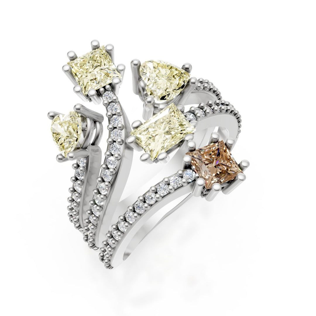 Golay diamant fantaisie forme bague diamants sur la tige AMP695DFYB-25108110141