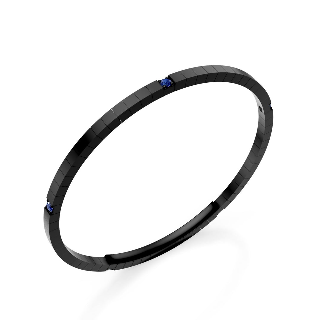 X-Diamond 黑色钛金属网球手链，五点蓝宝石和蝴蝶扣，18.5 厘米，第三号尺寸 LXDBRT013S5ZANE-185