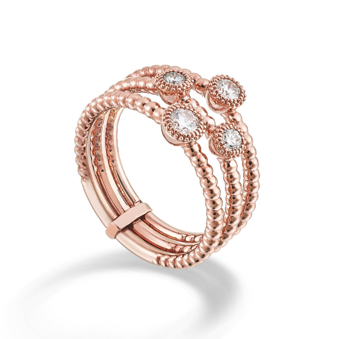 Golay an 18k 3 linhas 4 engastes ouro rosa 0,37 quilates GANE050DIO3