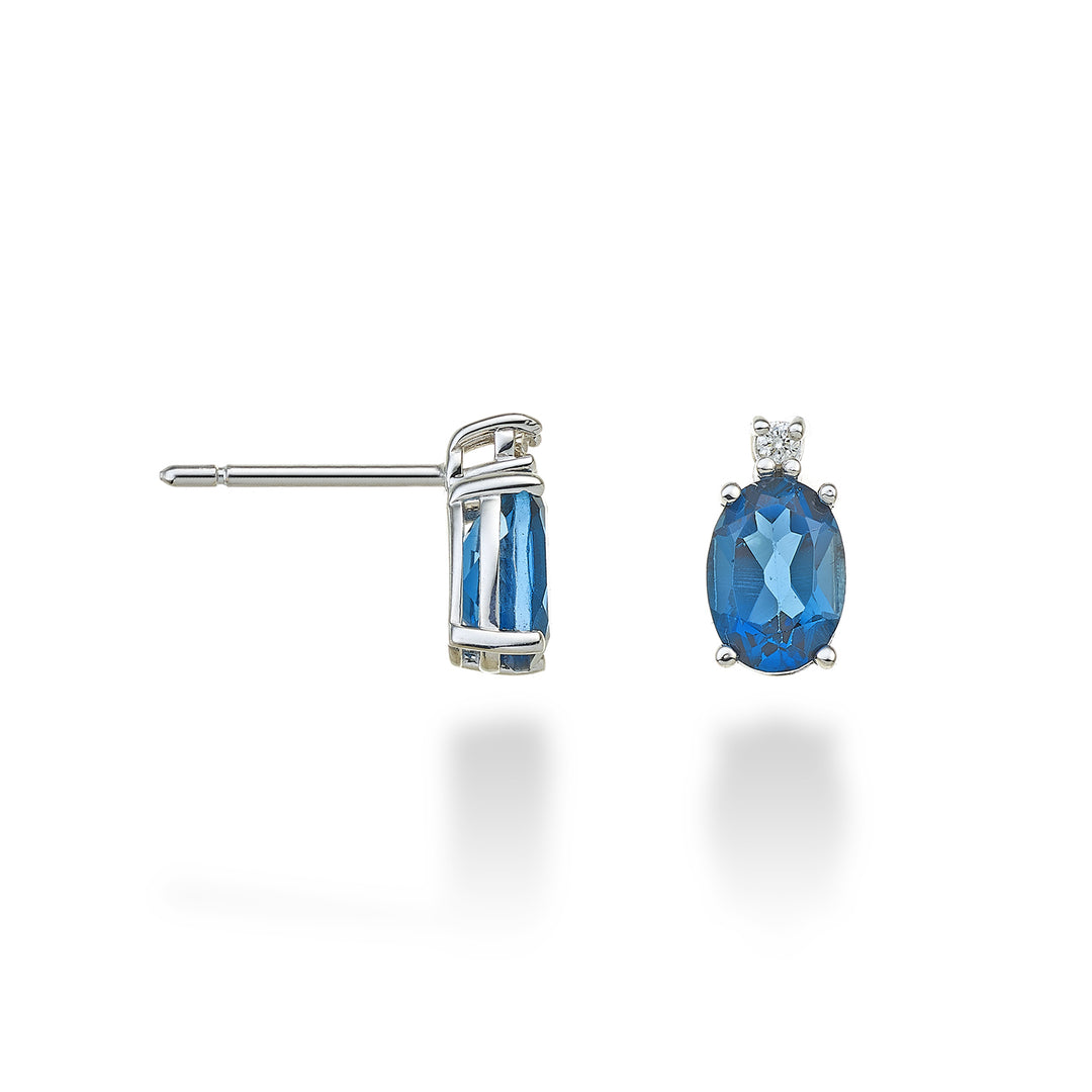 Mikiko o topacio azul Londres ovalado de 18k 7x5 ct.2.00 diam. 0,03 quilates MO5024O4TPBL