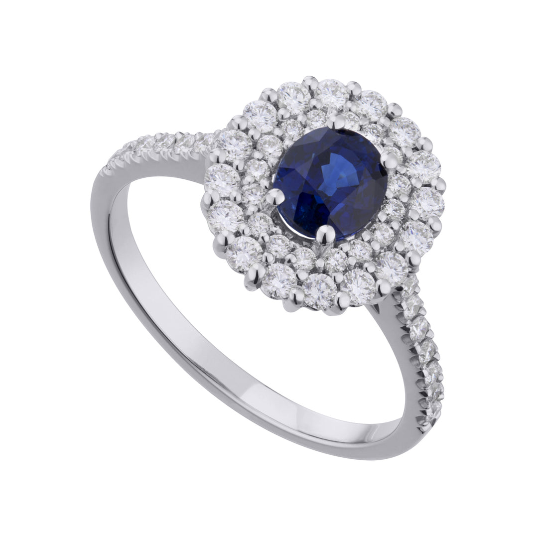 Golay ovaler blauer Saphir- und Diamantring mit Umriss+ ACLC069DIZB-21028110038