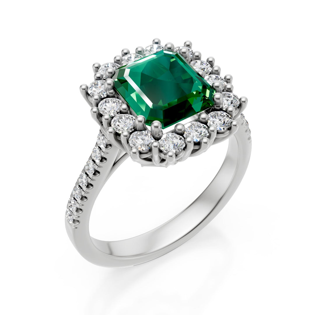 Inel Golay oct smarald 8x8 cu 14 diamante contur ACLC629DSM88-25331110077