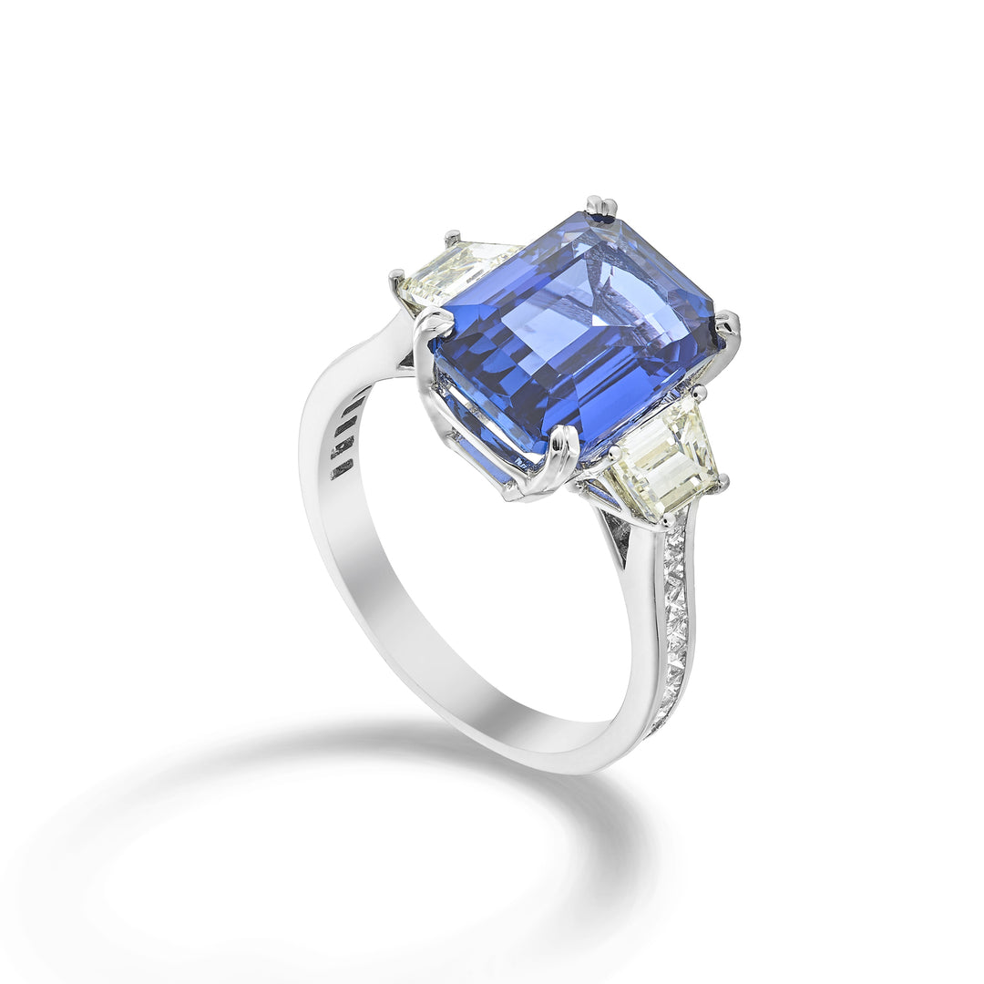 Golay achthoekige tanzaniet ring 12x9 en diamanten APU307DITZ-25008110015