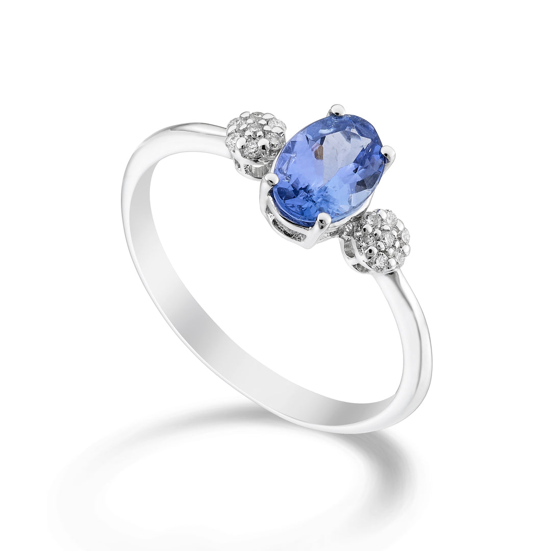 Mikiko och 18k tanzanit n. oval 7x5 ct.0,60 diam. ct.0.08 MA5058O4TZN