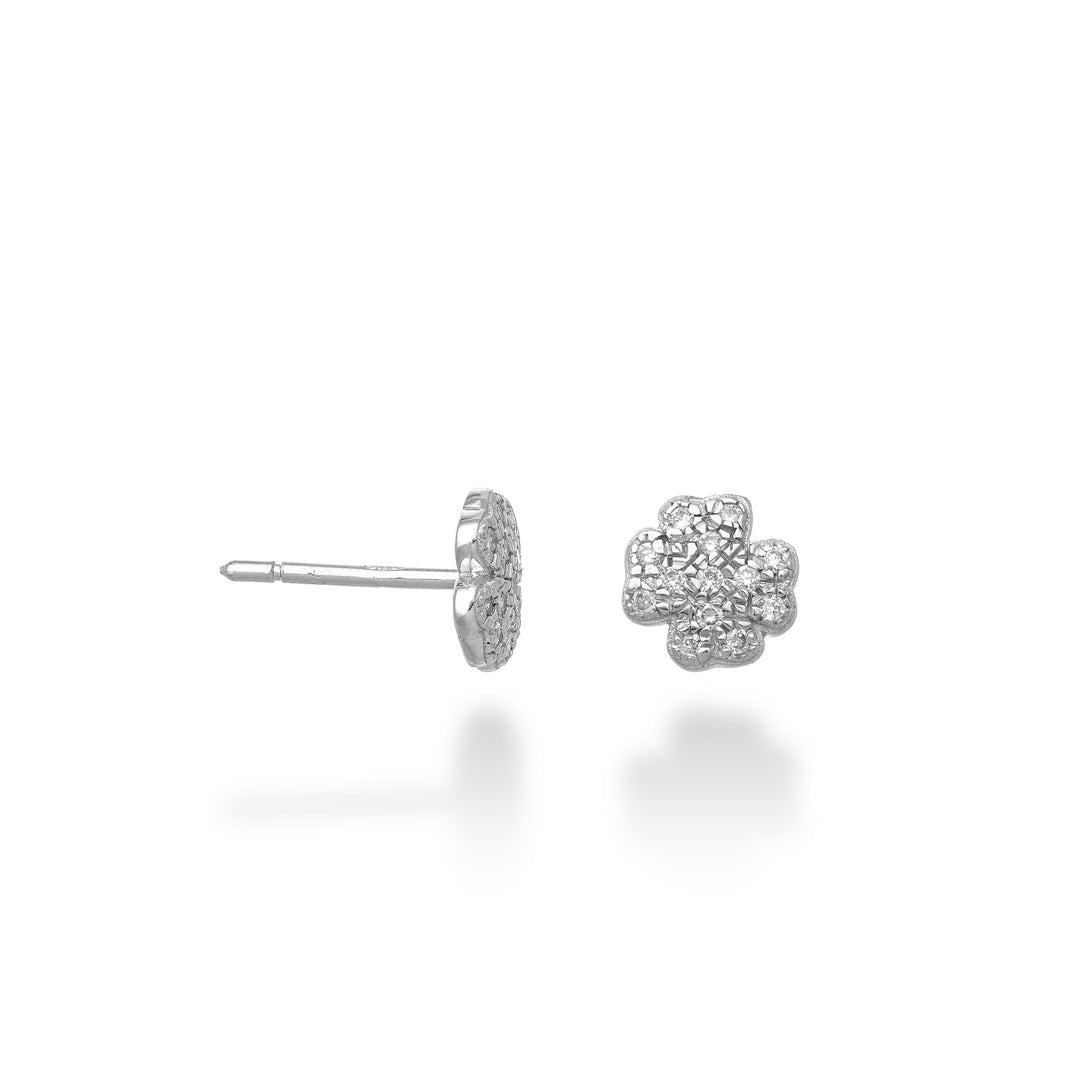 Nihama enkelt ørering 18k firkløver 0,07 ct NORMONQUADRIO4