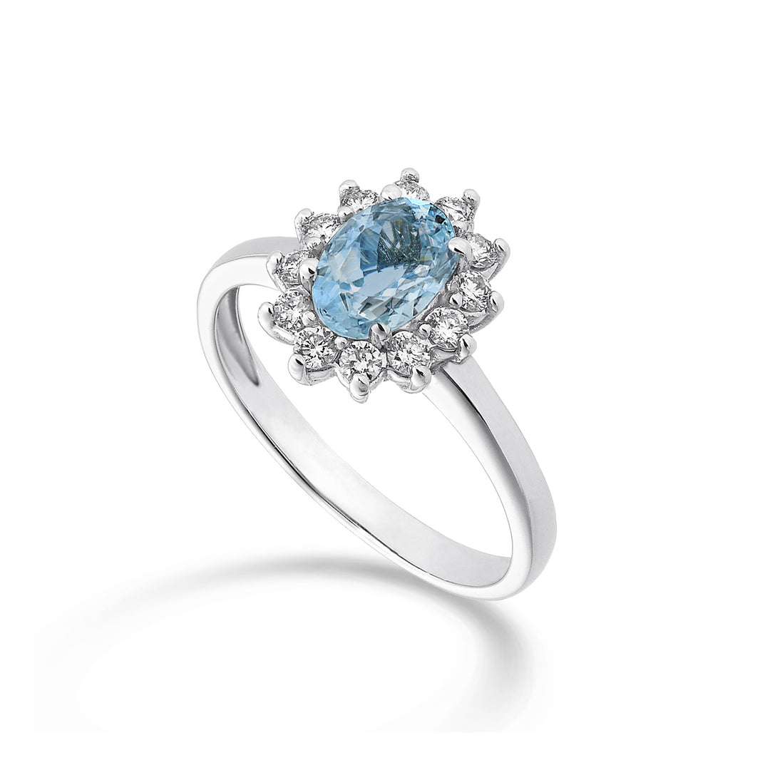 Nihama 18k oval akuamarin 6x4 ct.0,30 çap. 0,23 ct NA5093O4AM