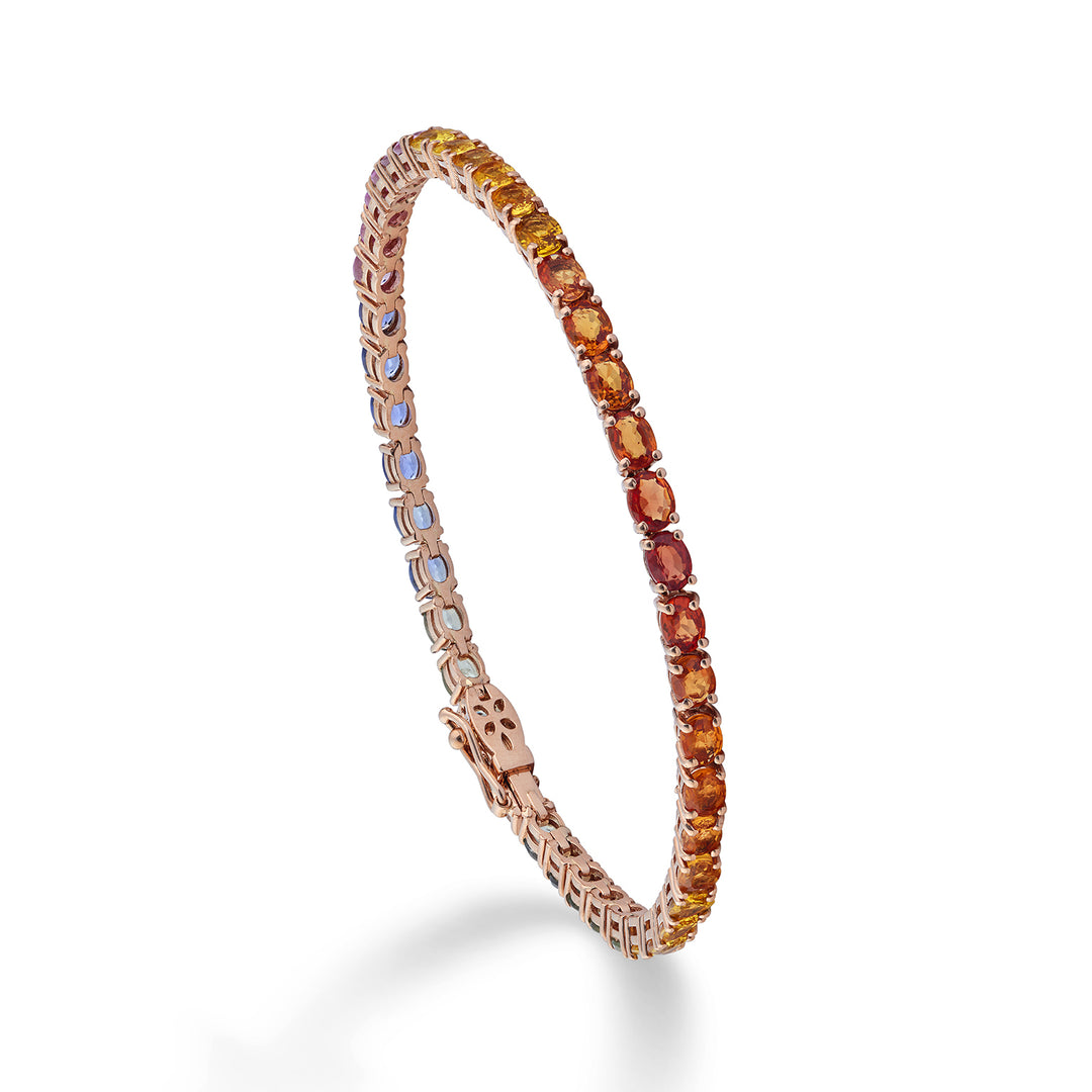 World Diamond Group Brățară tenis ovală multicoloră cu safir 4x3 BTFOV002DIMC-22322110025