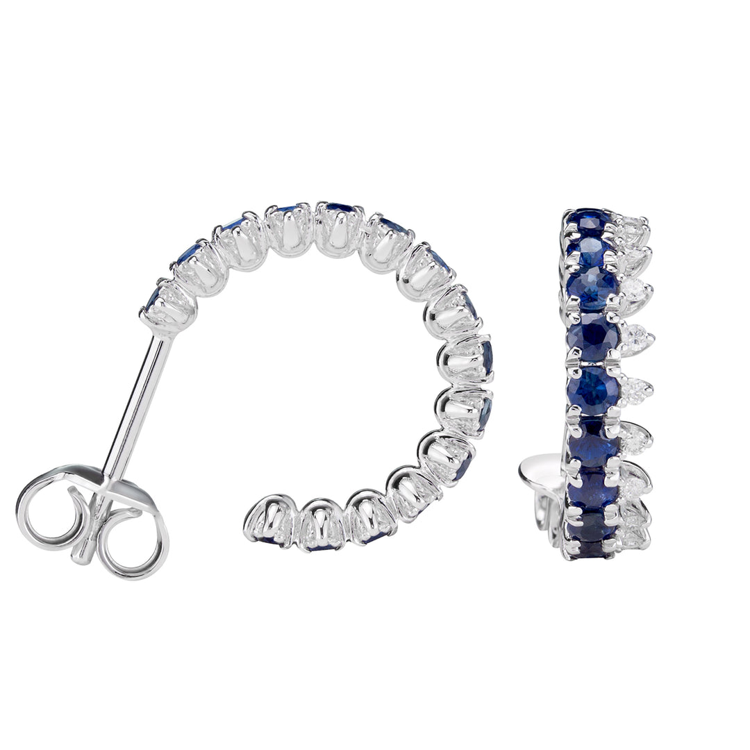 Brincos de coroa Golay com safiras azuis e diamantes 1,71 ct ODG015ZBDI-22131110036