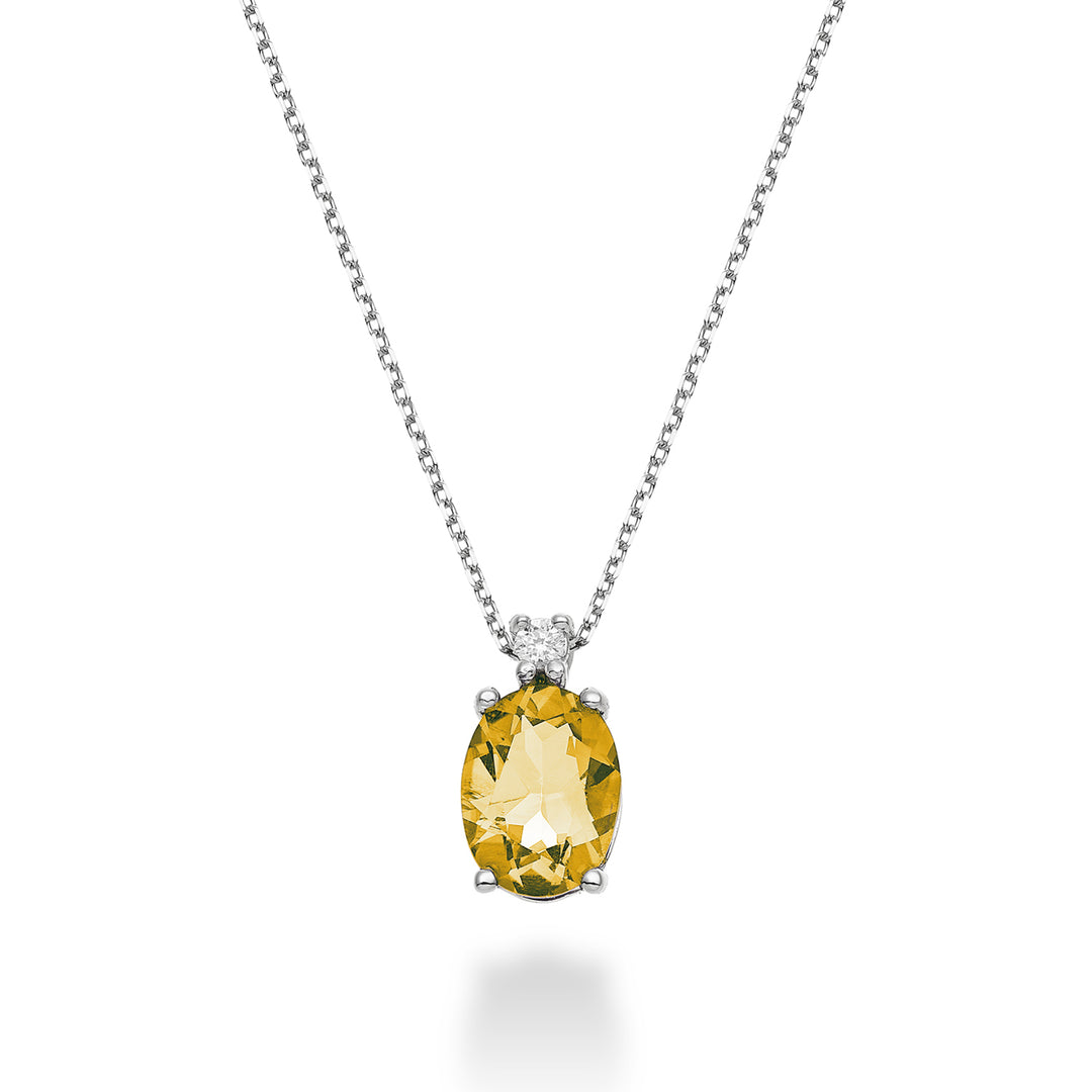Citrine ovale Mikiko cl 18k 8x6 ct.1,10 diam. ct.0,025 MD5036O4CITR