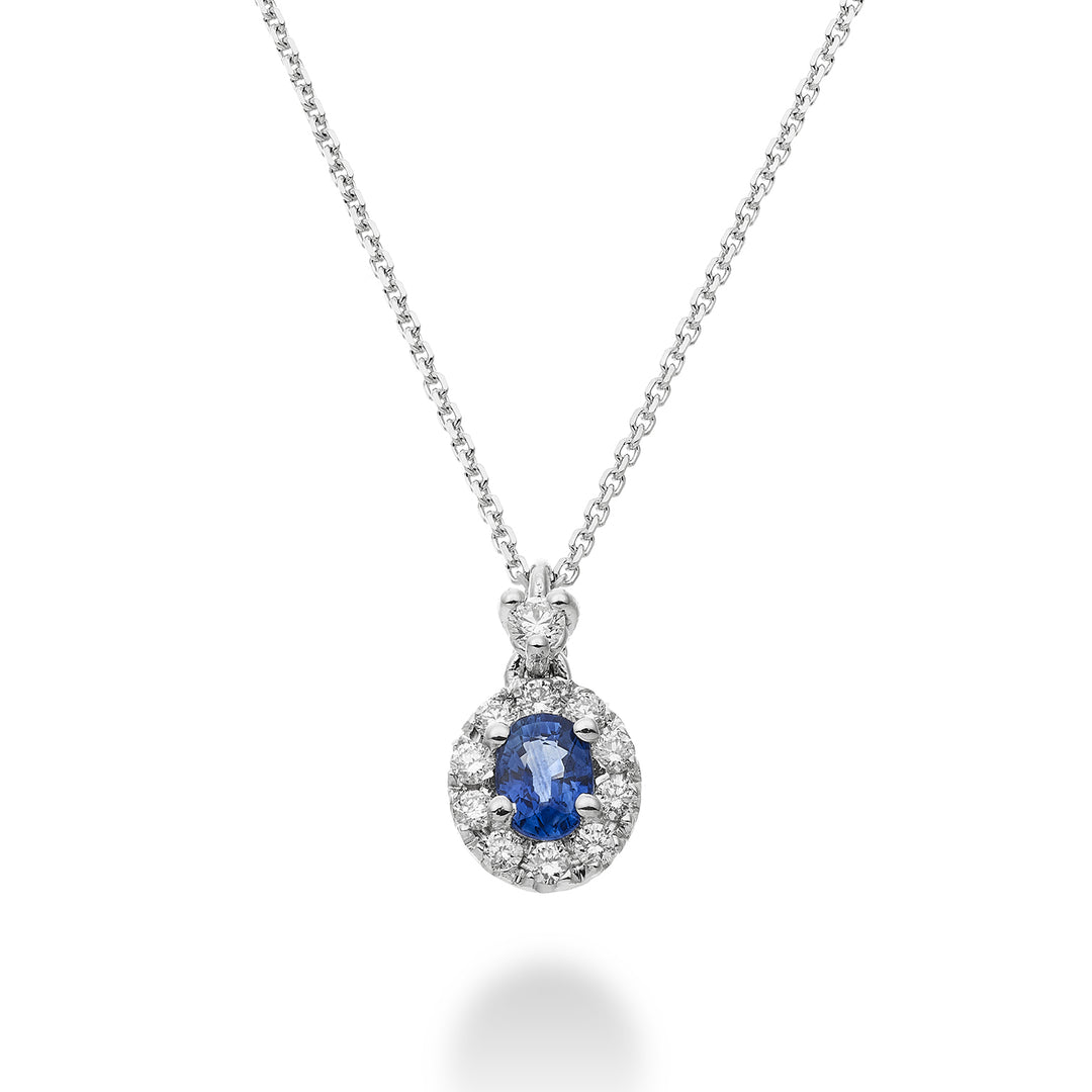 Golay-Halskette mit 6x5 ovalem Saphiranhänger und Diamanten PCL122DIZB56-22243110024