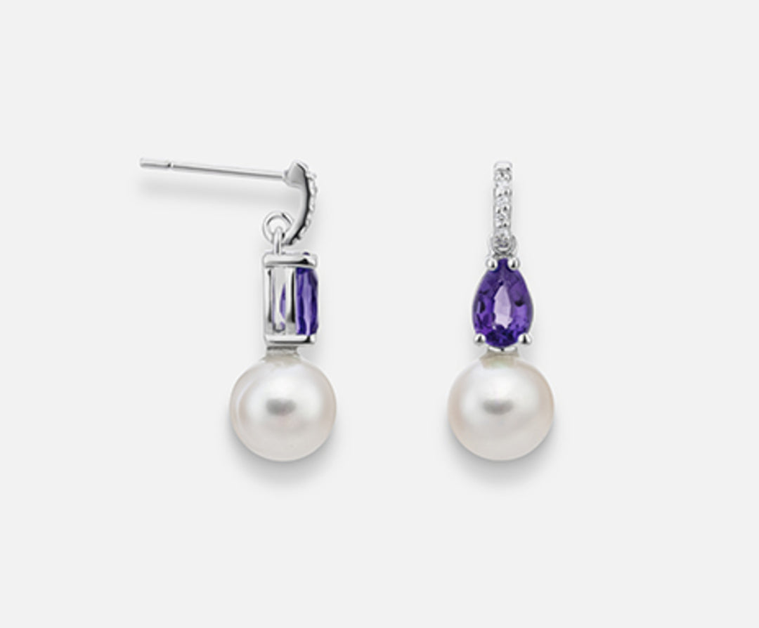 Mikiko lub 18k fw 7,5/8 ametystowa kropla 6x4 ct.0,72 śr.0,03 MO1526O4FABI075