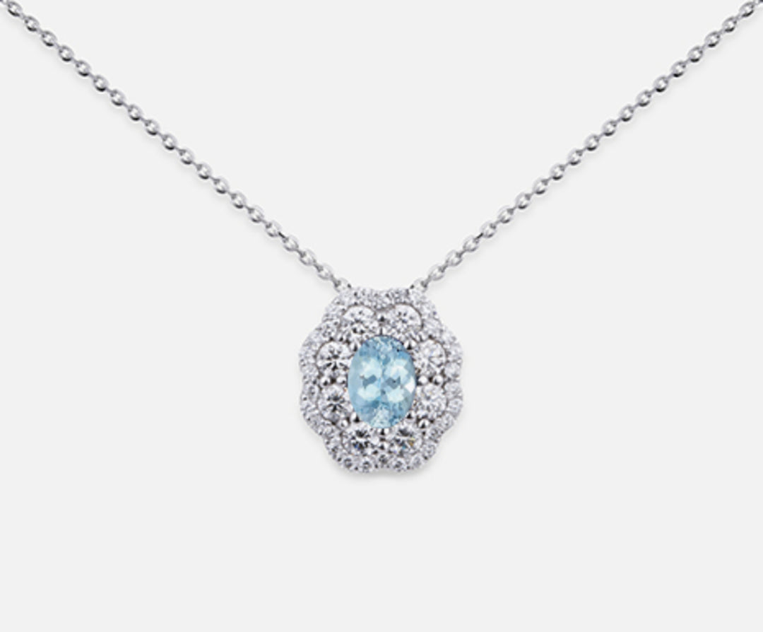 Mikiko cl 18k oval akvamarin 6x4 ct.0.30 dia ct.0.63 MD5057O4AM