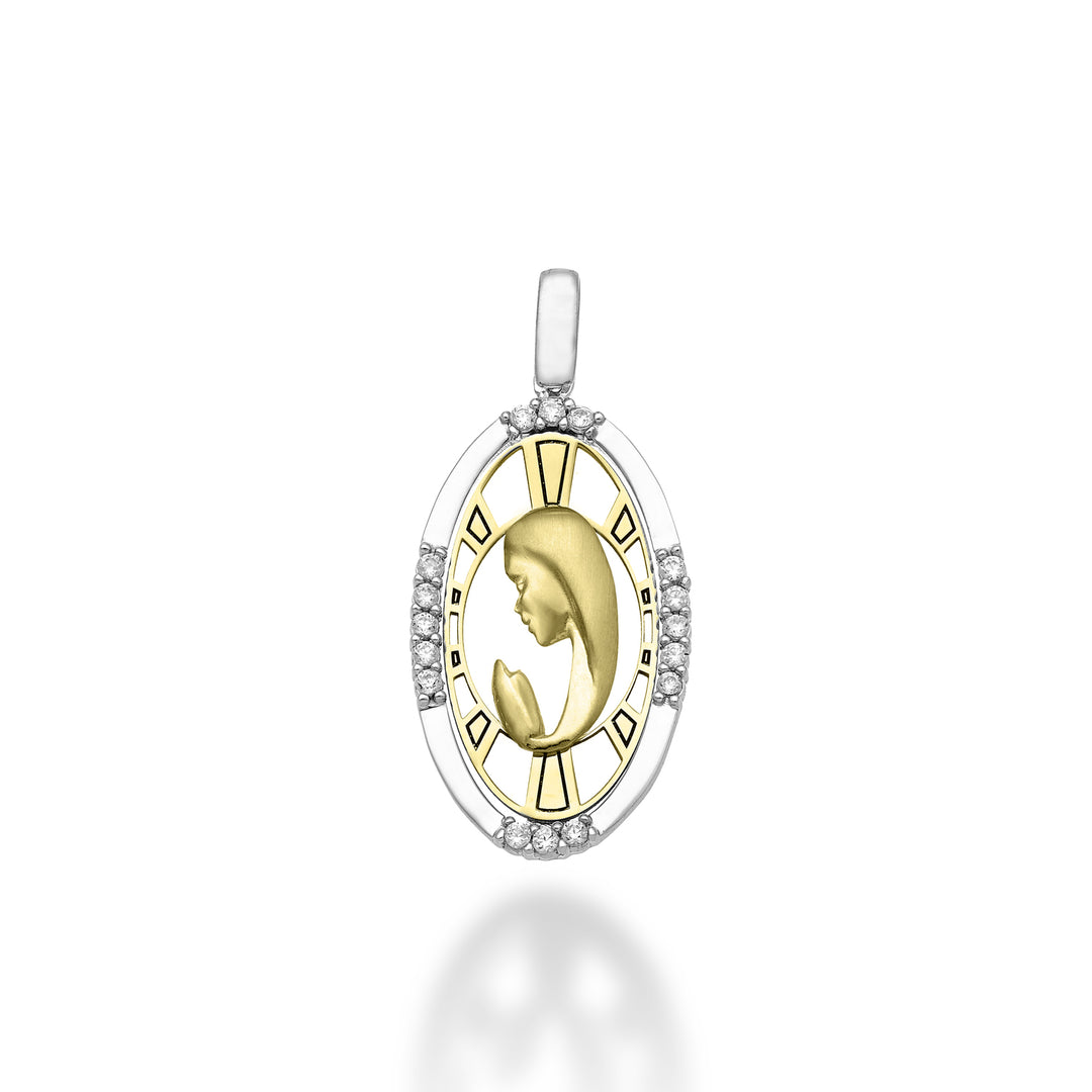 Mikiko pe 18k 0,13 ct Madona care se roagă aur alb/galben 2,1 cm MP5027O7BR013