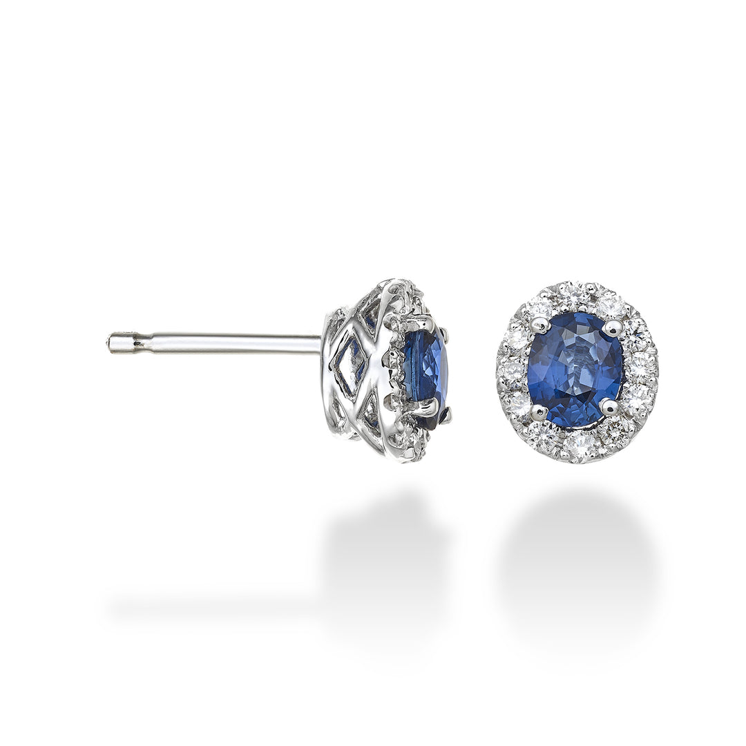 Golay 4x3 ovale oorbellen met saffier en diamant OCL122DIZB34-23124110020