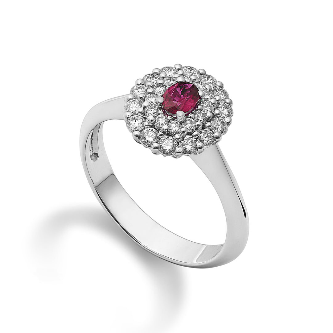 Golay-Ring mit 4x3 ovalem Rubin und doppelter Kontur ACLC128DIRU34-22143110176