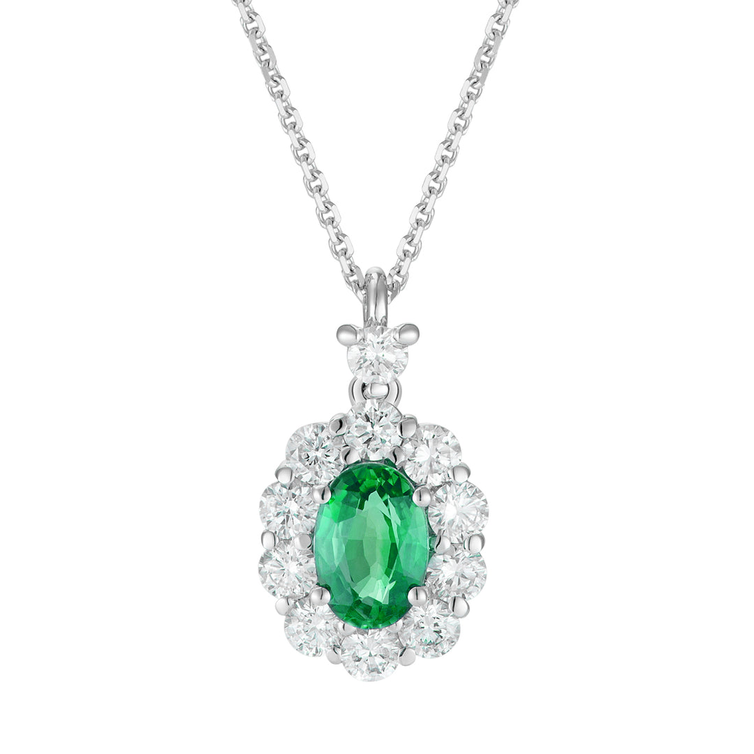 Colier oval de smarald Golay 6x4 și contur de diamant PCL042DISM1-26111110413