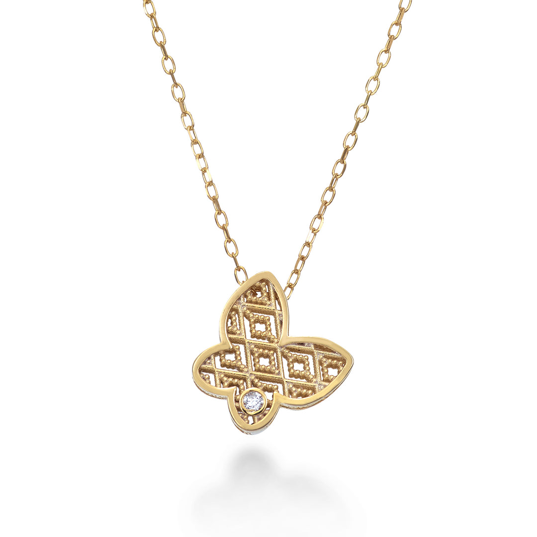 Nihama cl borboleta em ouro amarelo 18k diam. ct.0,01 NDFARFO1