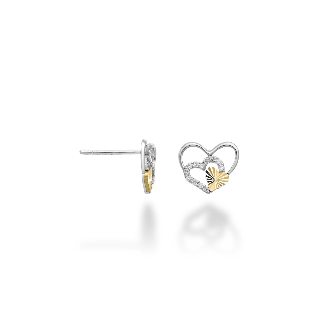 Nihama ou fantaisie 9k avec coeurs et diamants en or blanc, avec élément coeur en or jaune NO5180R7BR012