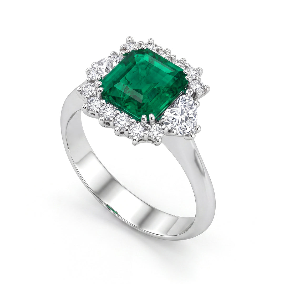 Pierścionek World Diamond Group z diamentami i szmaragdami APU448DISM-20364110006
