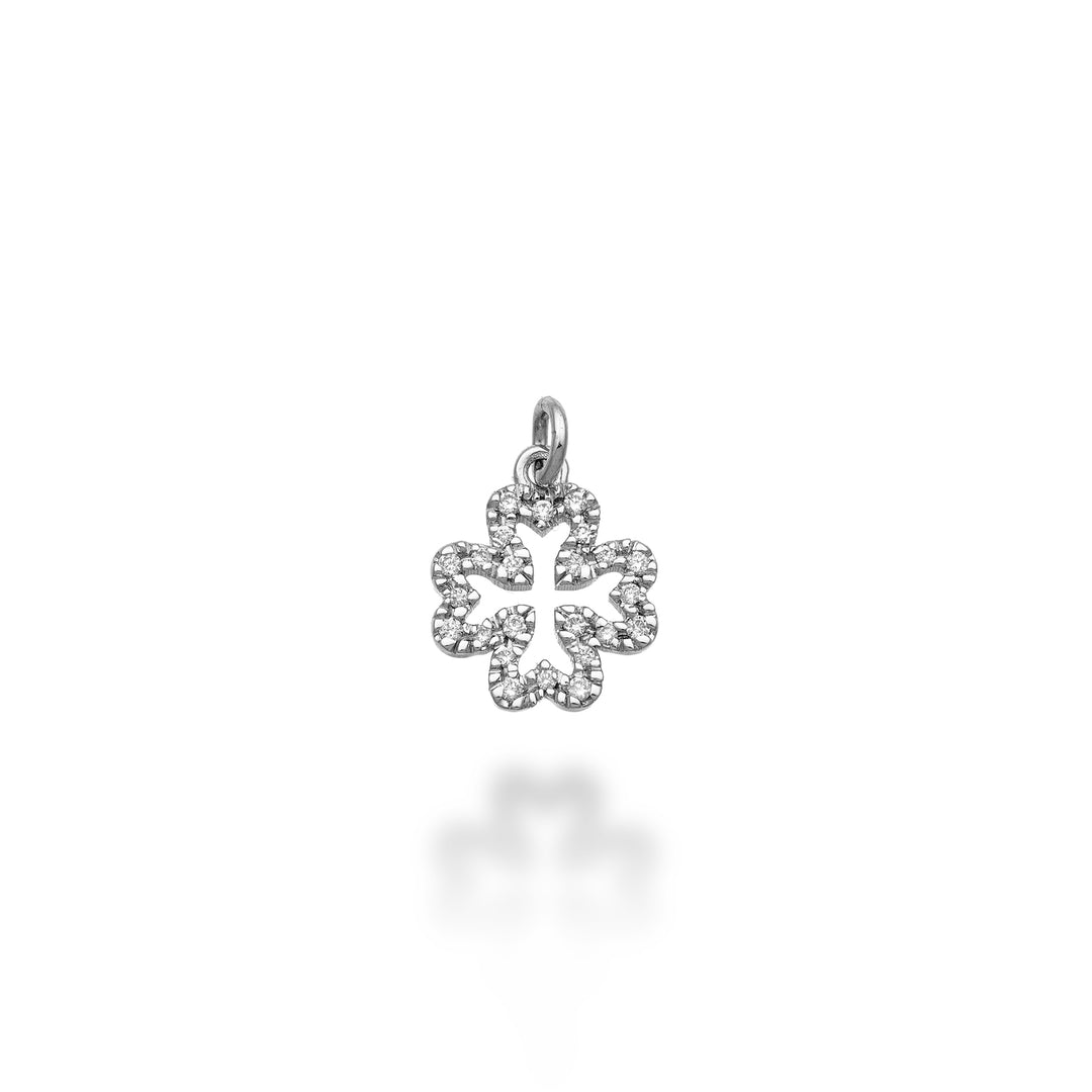 World Diamond Group small four-leaf clover pendant 18k ct.0.08 g vs white gold GPEN223DIO4