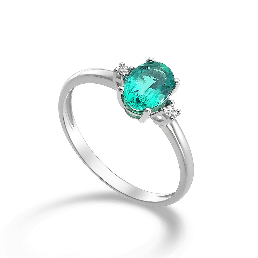 Mikiko an 9k oval emerald 7x5 ct.0,60 diam. ct.0.03 MA5073R4BE