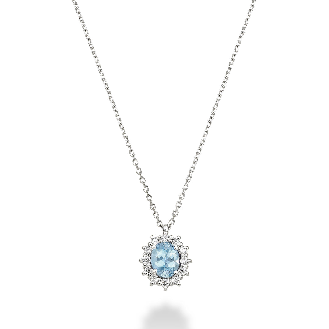 Mikiko cl 18k oval akuamarin 5x4 ct.0,30 çap. 0,10 ct MD5126O4AM