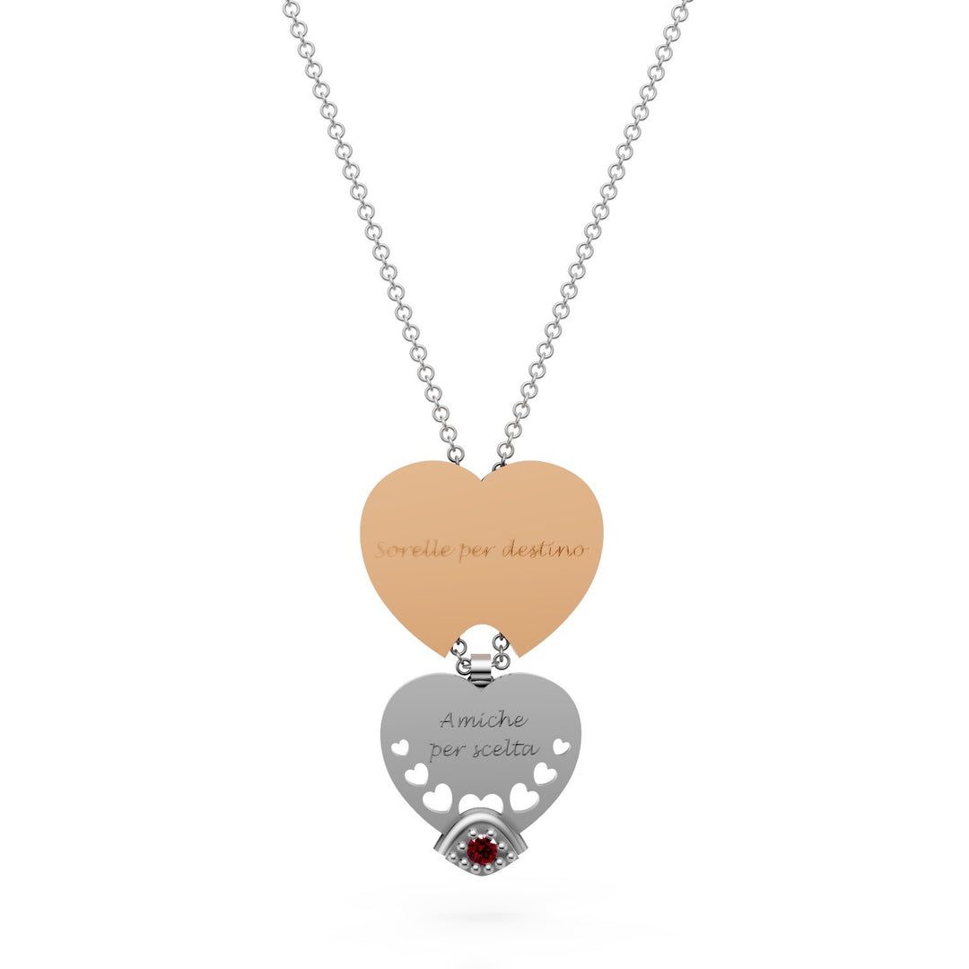 Golay collier pendentif coeur lisse rose blanc tiroir GD683RURB-25162110216