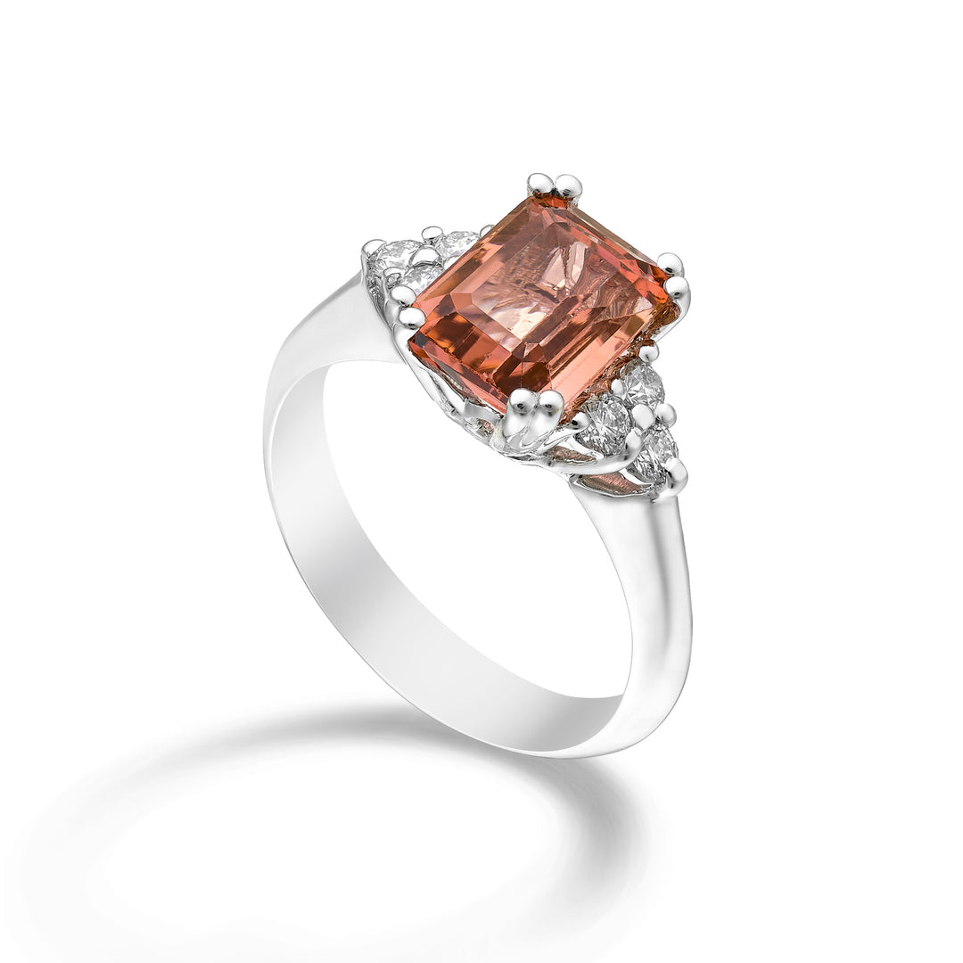 Golay oktagonal turmalinring 9x7 och sidodiamanter ACLC059DITO3-24180110009