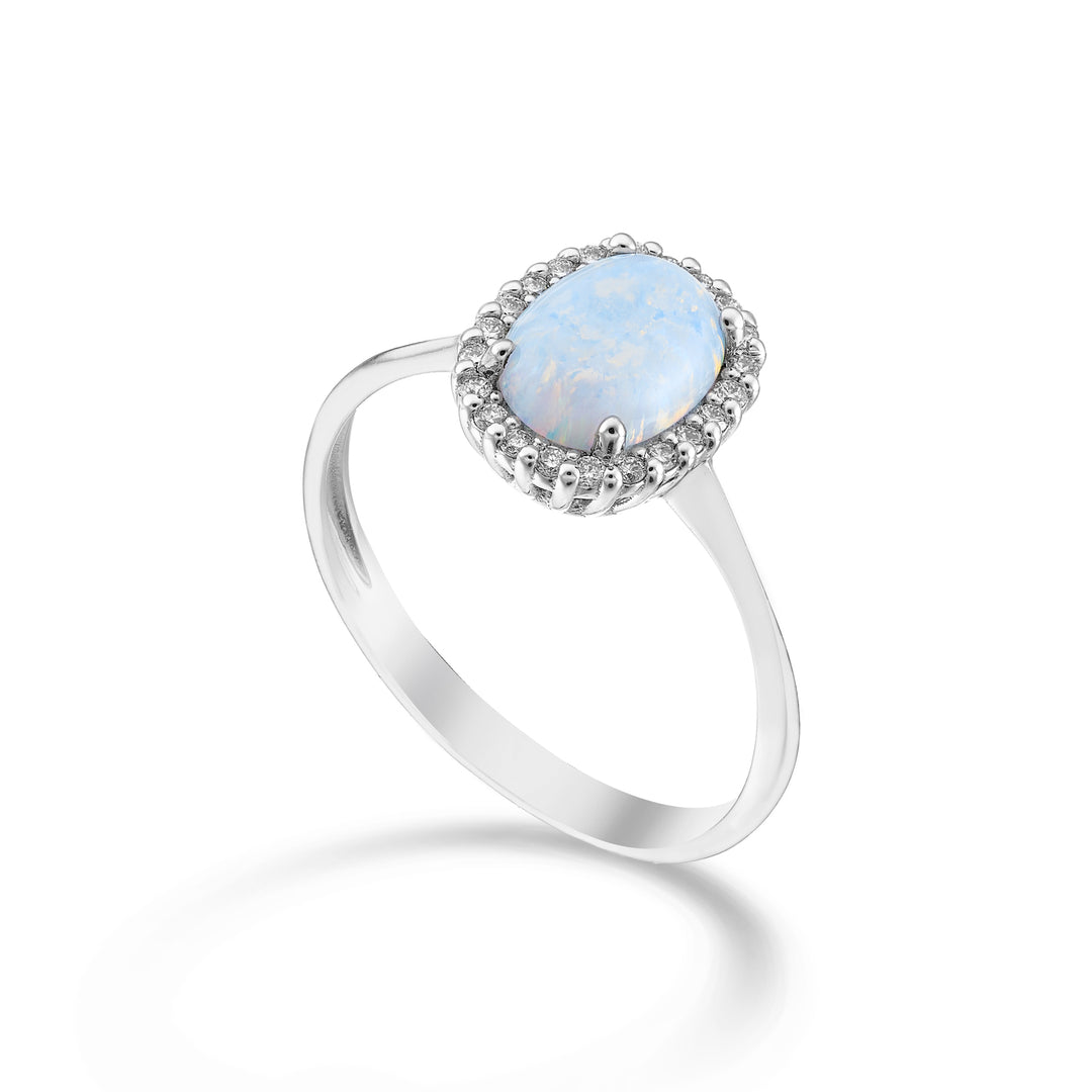 Mikiko un cabochon de opal de 18k oval 8x6, cu contur de diamant MA5208O4OP