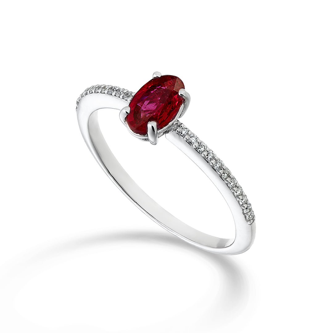 Mikiko는 18k 타원형 루비 ​​6x4 ct.0,40 직경입니다. ct.0.08 MA5102O4RBC