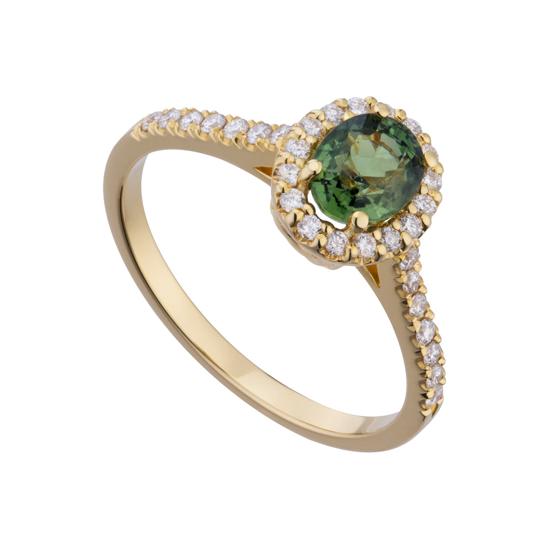 Inel cu diamant Golay cu safir verde oval 5x6 ACLC200DIZG-21284110056