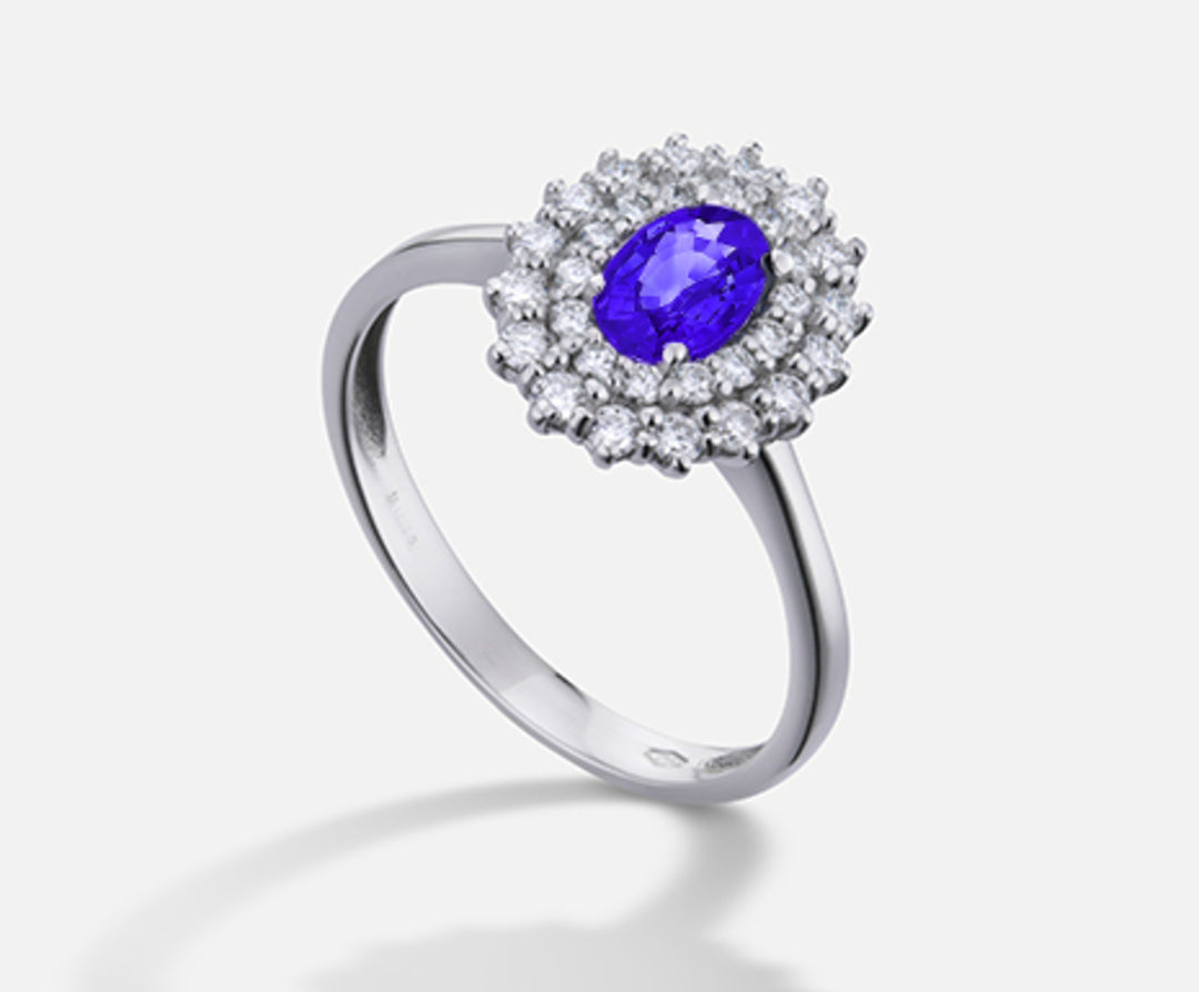 Nihama și tanzanite de 18k n. oval 6x4 ct.0,38 dia ct.0,37 NA5116O4TZN