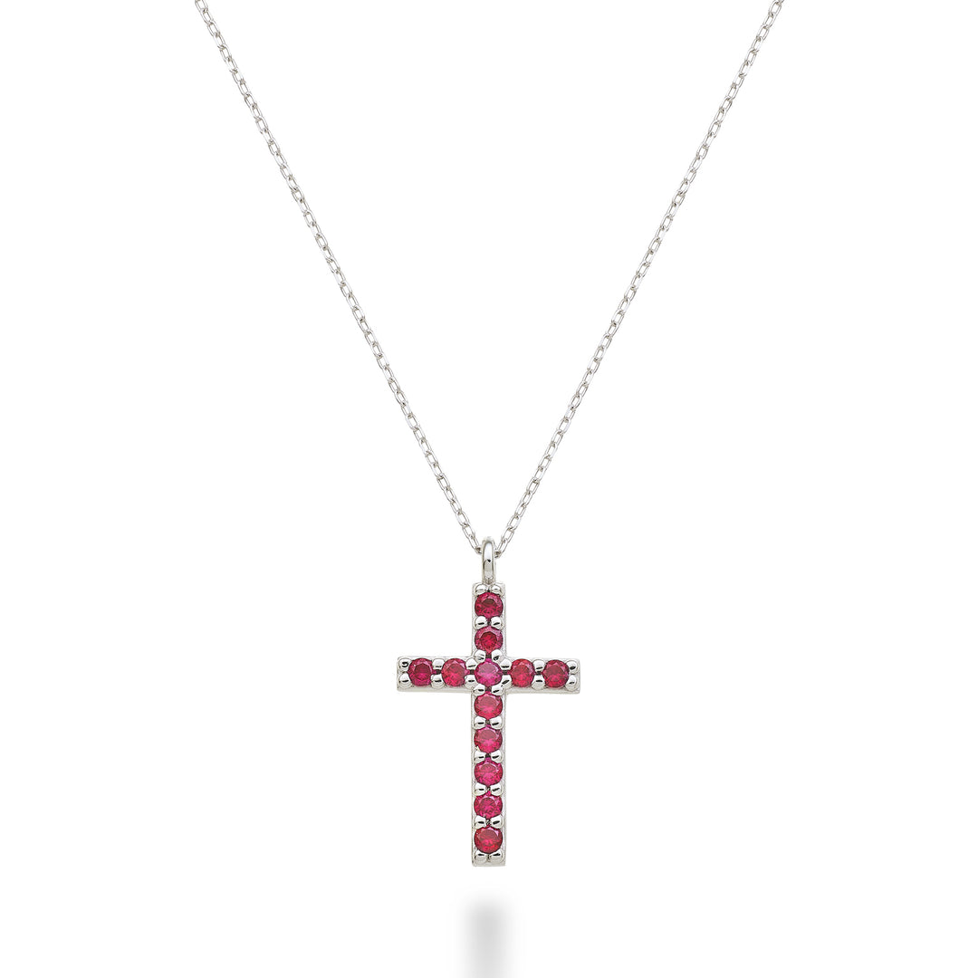Nihama cl 18 ayar çapraz boyut 4 (1,7 cm) beyaz altın, yakutlu 0,25 ct NDCRO4O4RBR