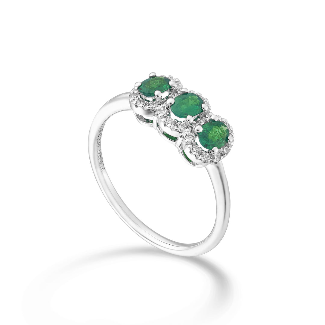 Nihama an 18k emerald trilogy oval 4x3 ct. 0.45 diam. 0.16 ct NA5194O4BE43