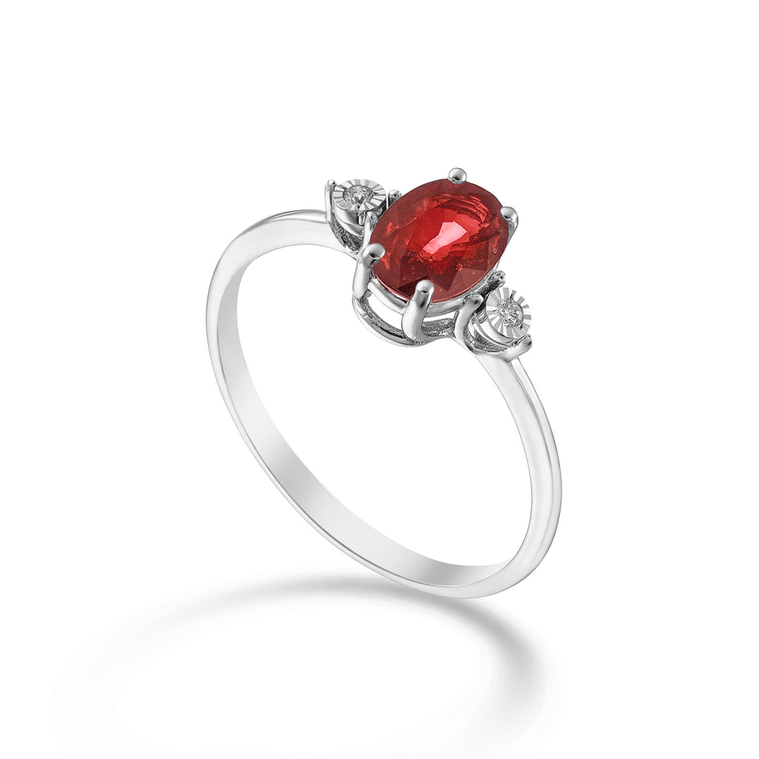 Nihama un rubin de 9k n. 7x5 ovale și diamante laterale NA5213R4RBN080
